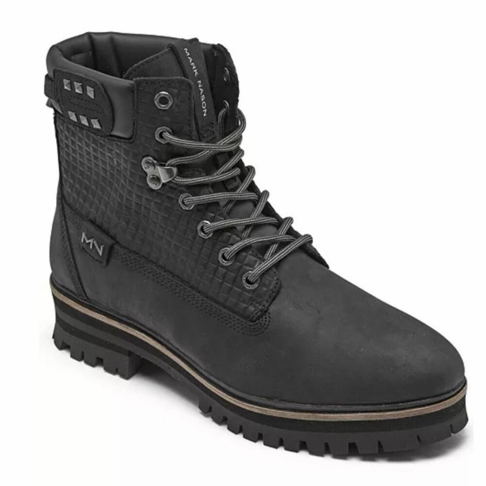 NIB Mark Nason Size 7.5 Black Lumber Jill Mulberry Lace Up Studded Combat Boots